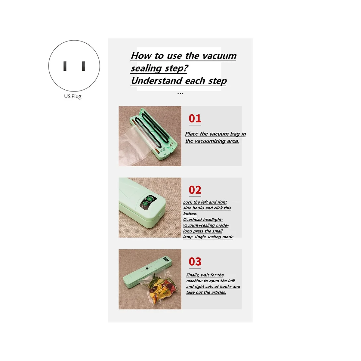 Máquina De Embalagem De Aferidor De Vácuo Elétrico, máquina De Vedação De Cozinha, máquina De Embalagem Comercial, EUA Plug