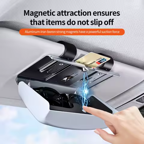 Magnetic Switch Car Glasses Box Portable Car Sun Visor Sunglasses Holder Car Eyeglass Case Portable Electroplated Glasses Box