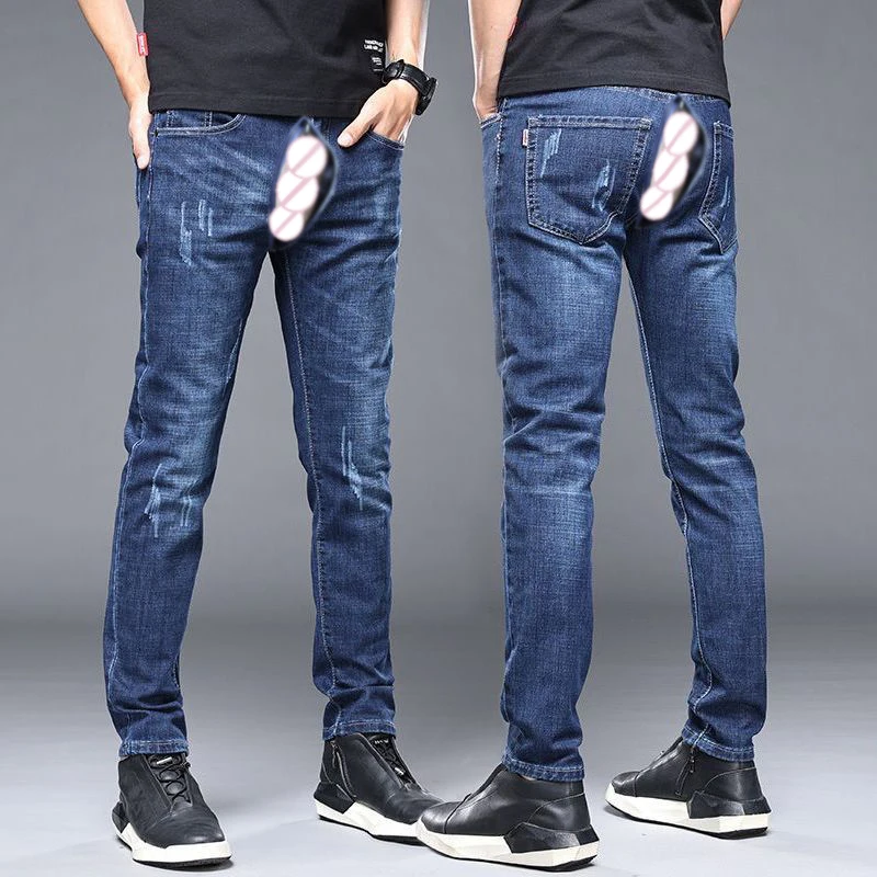 

Summer Open Crotch Trousers Outdoor Sex Thin Baggy Ripped Jeans Men Cargo Pants Slim Casual Streetwear Mens Skinny Denim Male