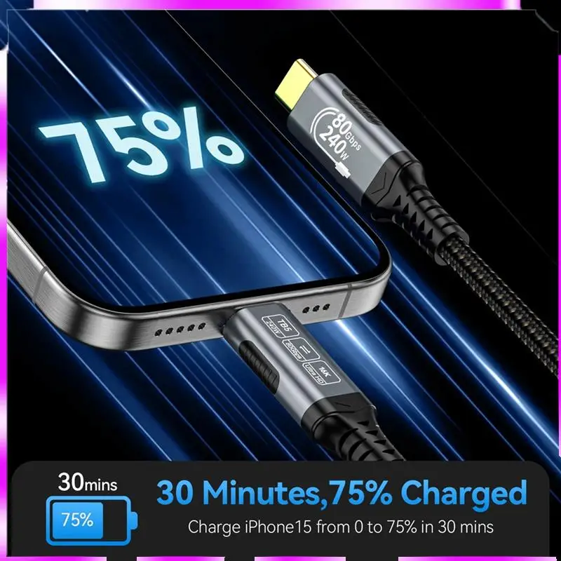 N98R 16K 유형 C 케이블 Thunderbolt 4/3용 고속 충전 케이블 모든 기능을 갖춘 고속 충전 케이블usb C-C 데이터 전송