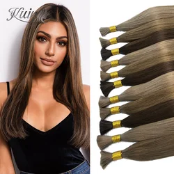 Cabello humano liso a granel sin trama, cabello brasileño Ombre, Color a granel, 50g, extremo grueso, extensión de cabello humano a granel para trenzado