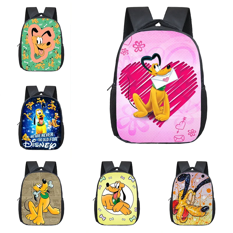 

13 inch Pluto Dog Kindergarten School Bag Cartoon Girl Boy Student Primary School Bookbag Portable Waterproof Backpack Mochila