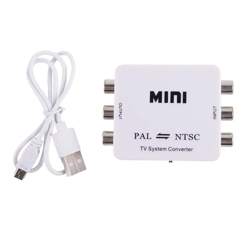 1 PCS Mini PAL NTSC Bi-Direction TV System Converter Switcher White ABS PAL To NTSC NTSC To PAL Dual-Way TV Composite Connection