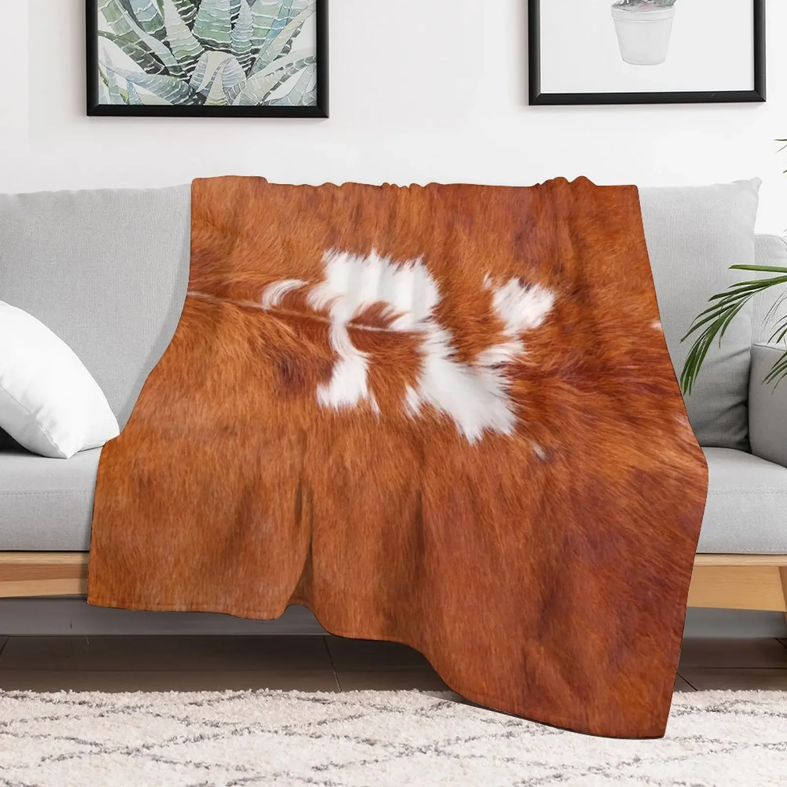 New Luxury cowhide pattern in brown and white Throw Blanket Travel Size Cozy Blanket for Plane Train