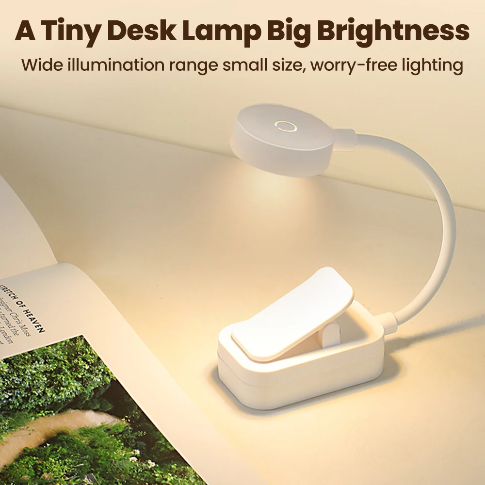 Mini USB Eye-Protecting Reading Night Light Portable LED Charging Clip Book Light Student Reading Desk Lamp For Home and Office