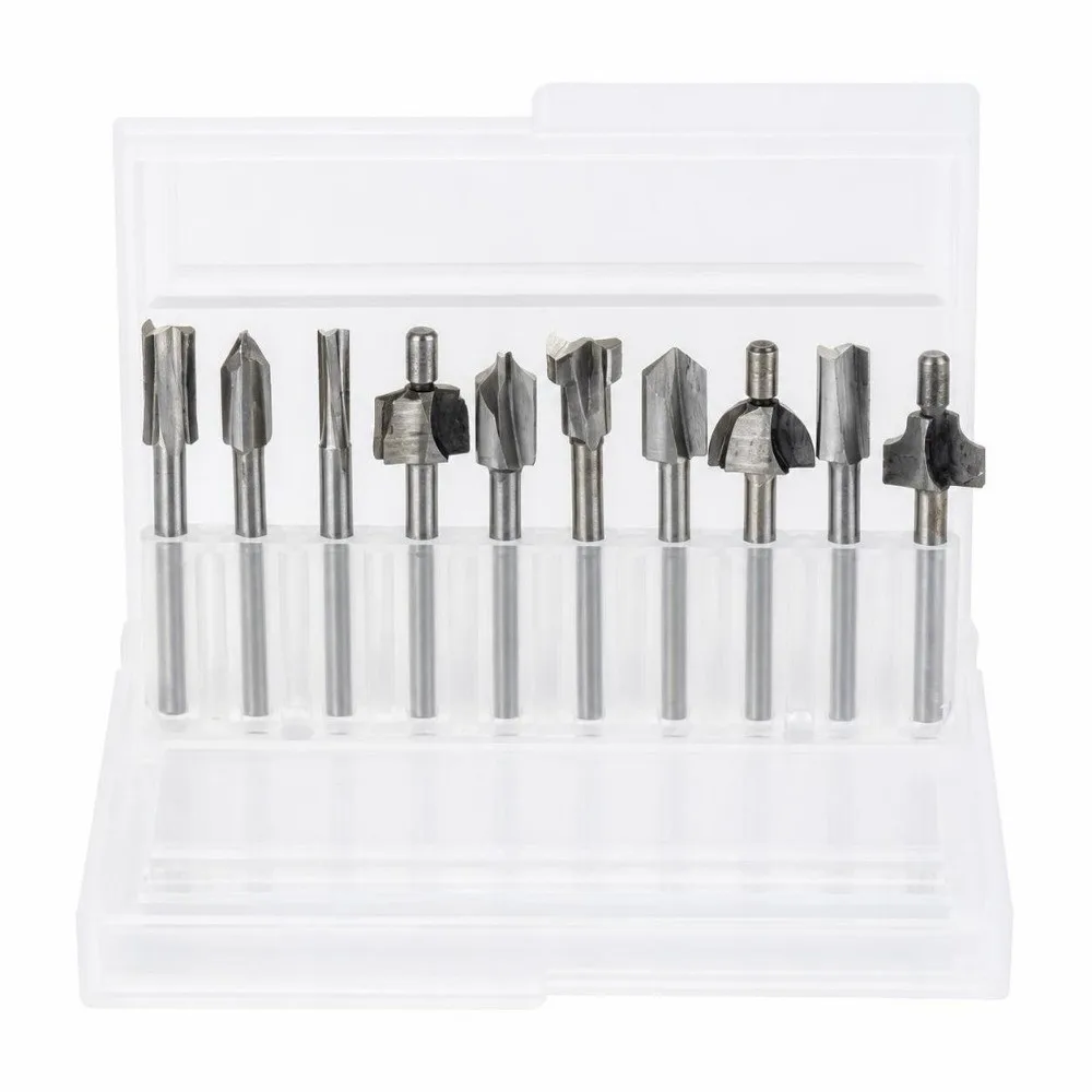 10PCS HSS Material Router Bits Set 1/8