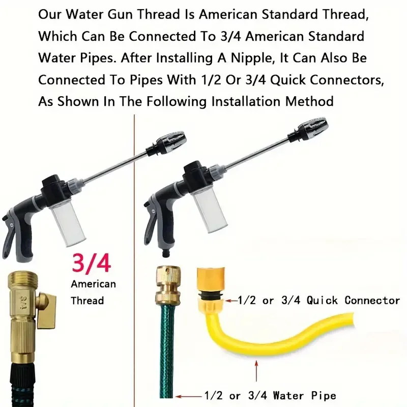 Durable Plastic Garden Water Gun High-Pressure Car Wash Gun Hose Nozzle Multi-Functional Watering Tool for Gardens And Car Clean