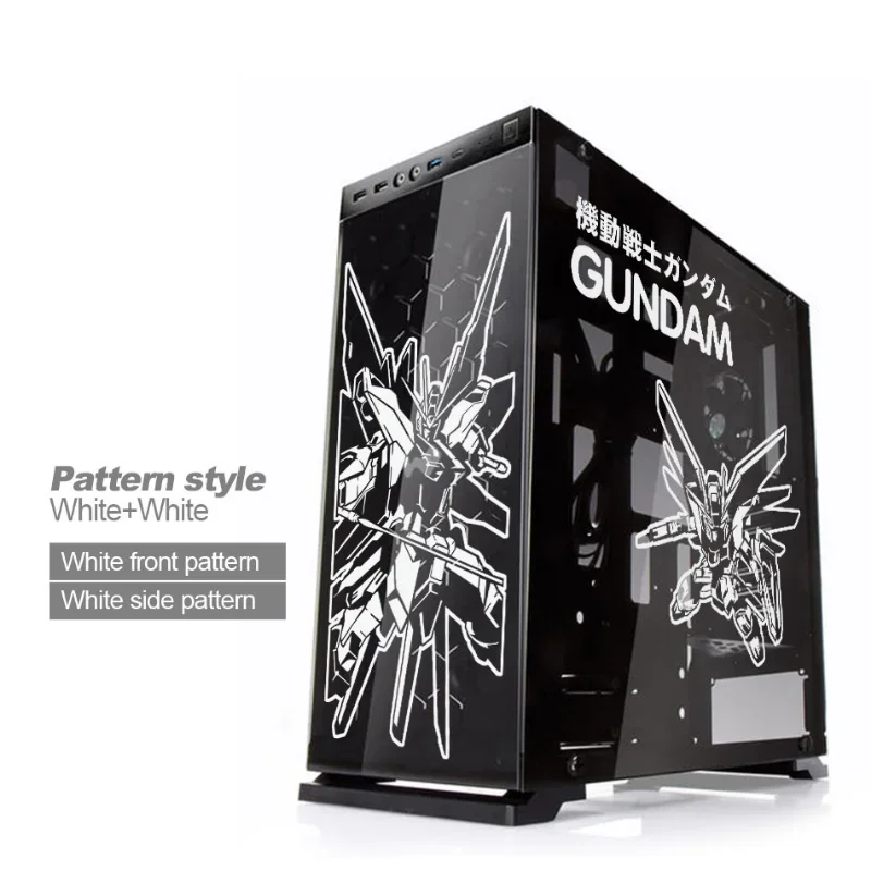 Gundam Cool Anime PC Case Decorate Sticker Cartoon Compuer Host Skin Dacal Waterproof ATX Middle Tower Removable Hollow Out