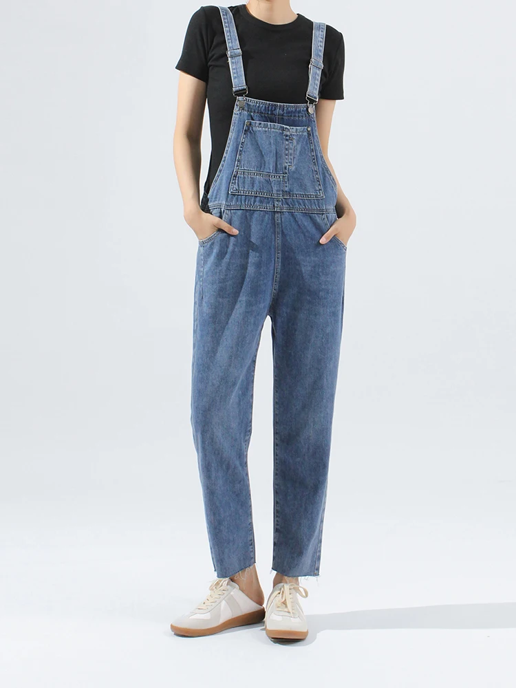 

High Waist Loose Fit Denim Overalls with Big kets for Women Age Reduction Slimming Wide Leg Jeans Casual Spring Summer