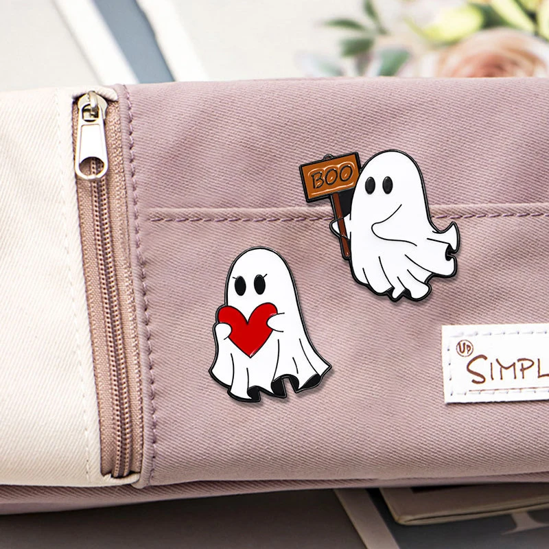 Ghost Pumpkin Zinc Alloy Badge, Cute Little Ghost Backpack, Versatile Cartoon Pin, Cartoon Accessories