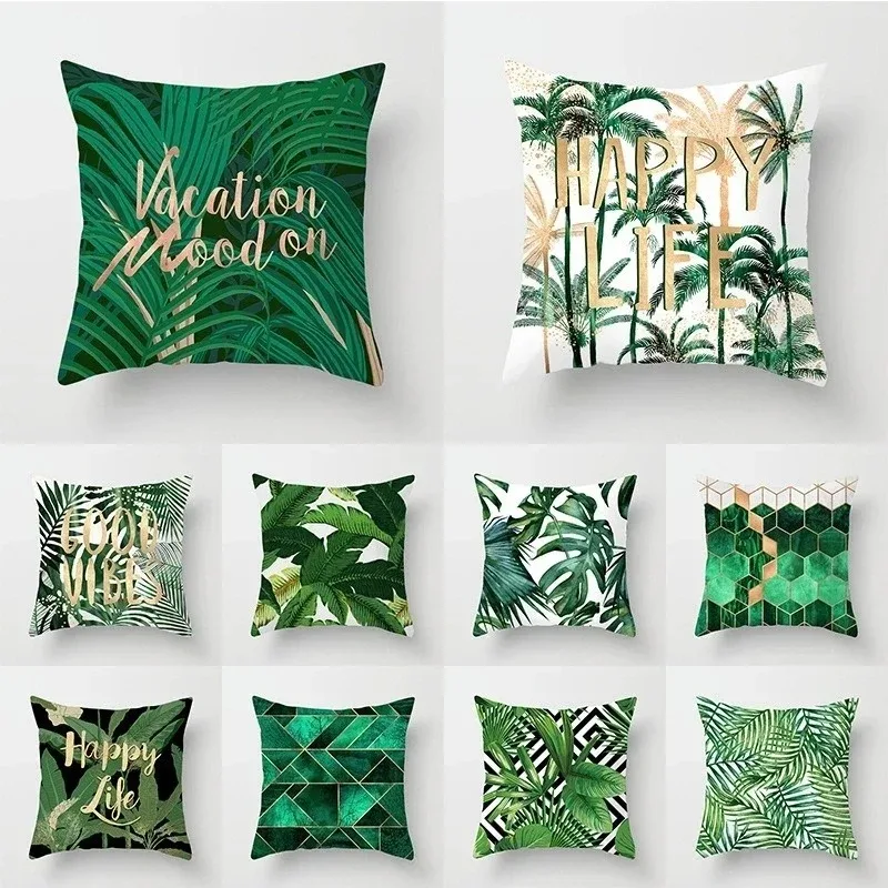 ropical Leaf Cactus Monstera Double-sided Printed pillow cover Short plush Suitable living rooms bedrooms throw cushion cover