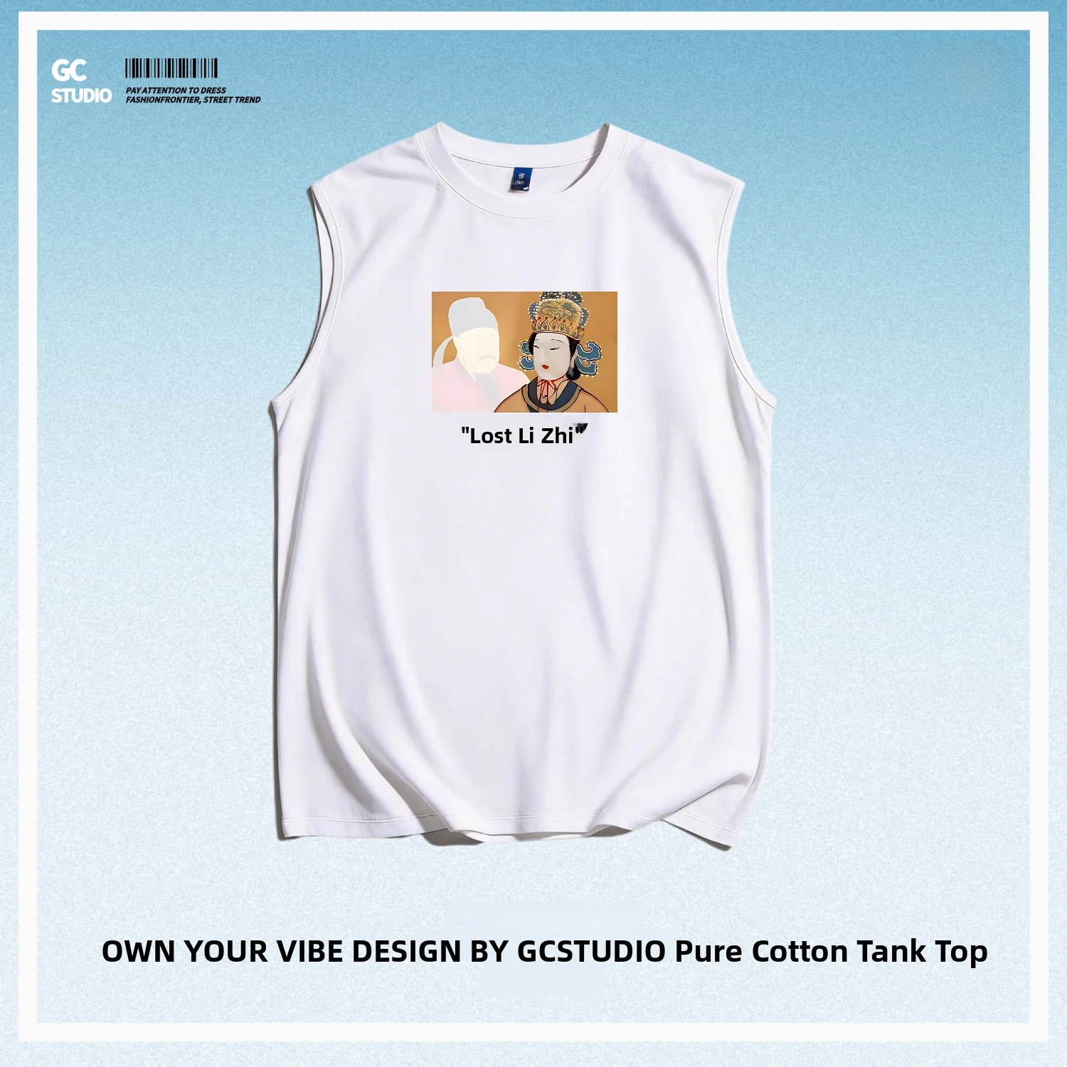 Pure Cotton Sleeveless Vest Losi Li Zhi Wu Zetian Heavyweight Creative Print Loose Unisex Top Women's Style Breathable Sporty