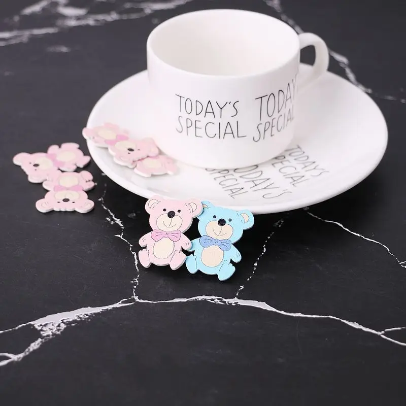 25 Pcs/Set Wooden Bear Craft Cutout for Wedding Table Scatter Ornaments