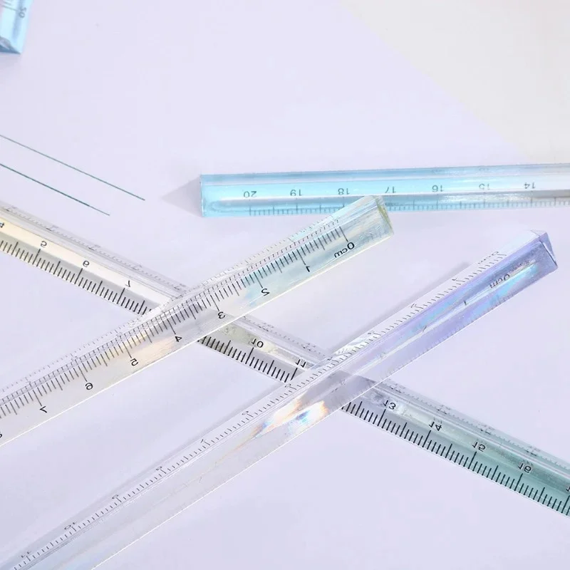 Gradient-Colored Mitsubishi Ruler: Transparent, Clear, 3D Student Art Ruler with Graduations, 15 cm, for Exams and Office Use