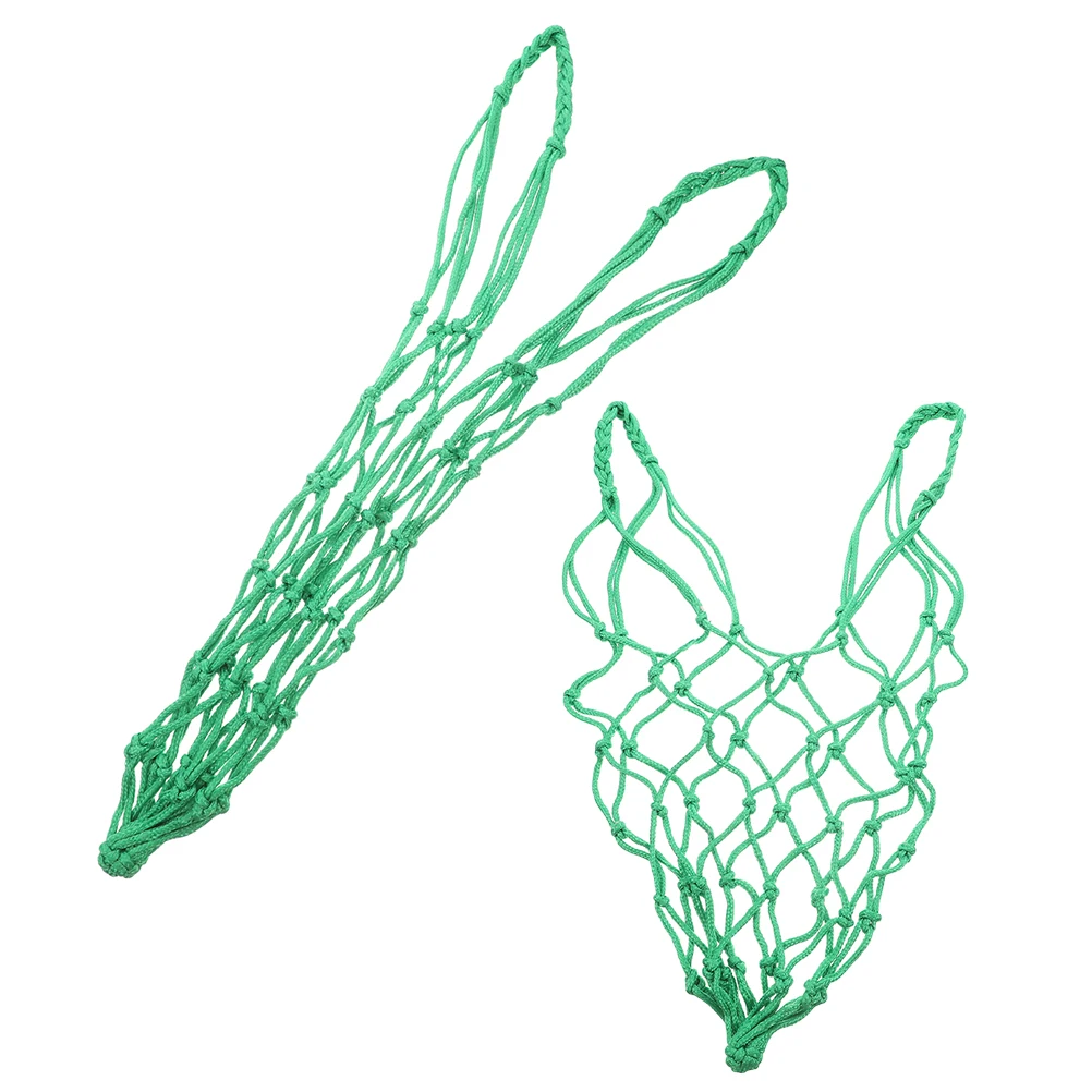

2pcs Hanging Horse Hay Feeder Nylon Mesh Slow Feed Net Bag For Livestock Vegetable Feeding Durable Weather Resistant Easy Clean