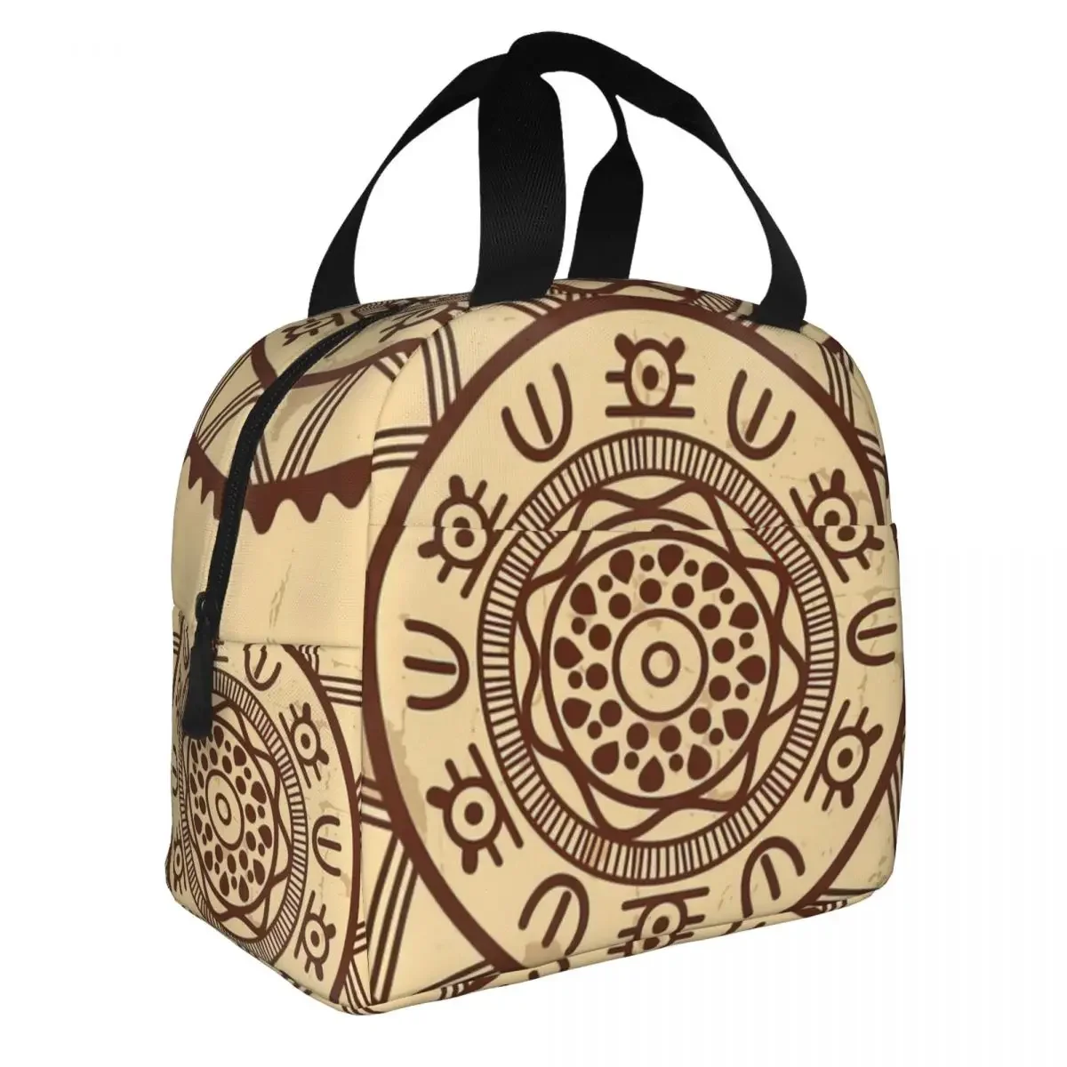 Tribal Ornament Illustration Lunch Bento Bags Portable Aluminum Foil thickened Thermal Cloth Lunch Bag for Women Men Boy