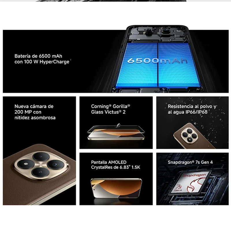 Xiaomi Redmi Note 15 Pro Plus 5G, NFC, 12 512GB, Pantalla AMOLED 1.5K de 6.83 pulgadas, 120 Hz, Cámara de 200 MP, Batería de 6500 mAh, IP68 4