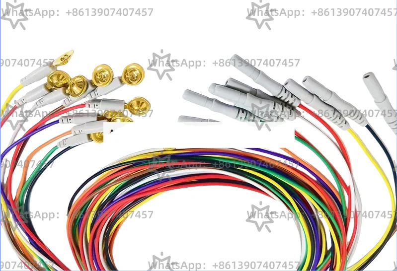

10PC Color brain electrode EEG wire brain conductance wire 10 starting gold-plated disk mounted electrode wires DIN1.5mm