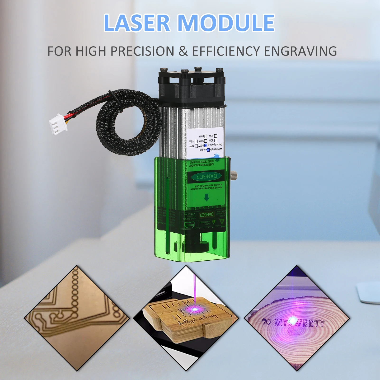 450nm Laser Module Adjustable Focal Length High Speed Laser Engraver Cutter 3D Printer for CNC Laser Cutting Machine Tools