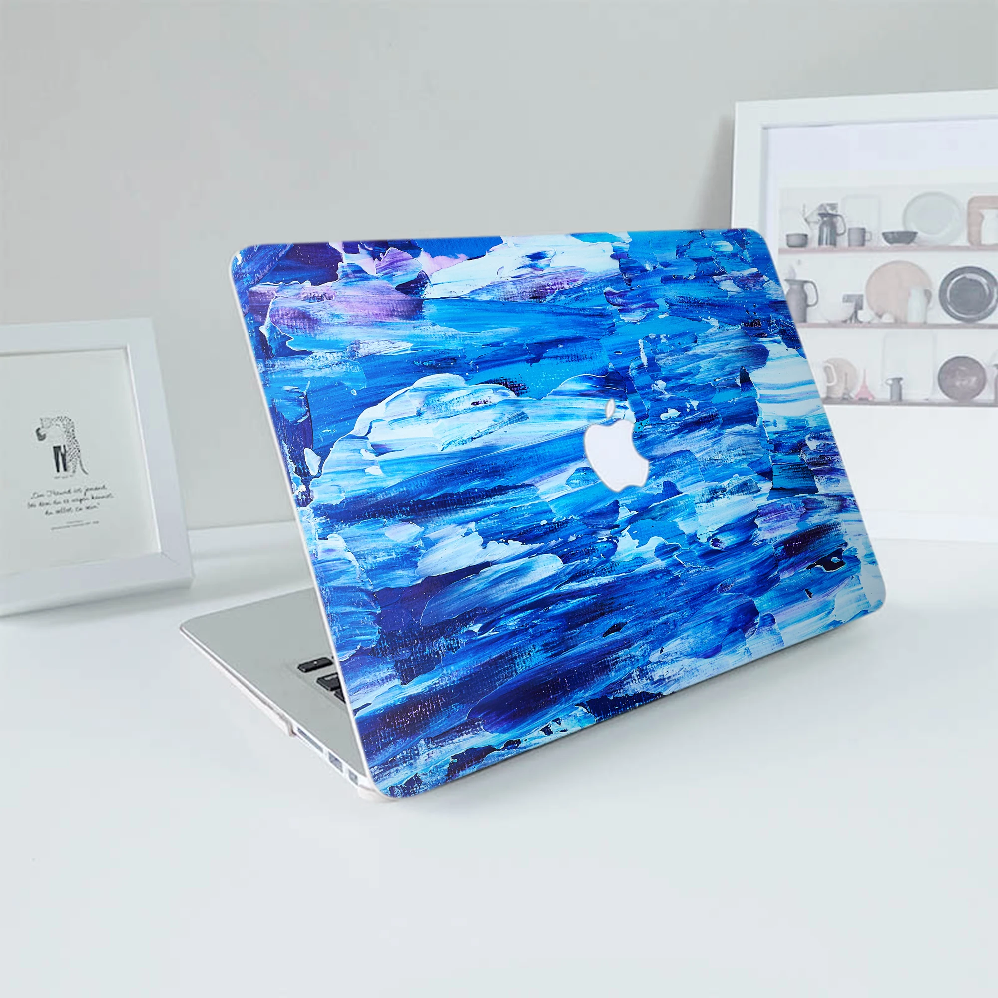 Blue Oilpainting Laptop Case For Macbook Air 13 M2 2022 A2681 A2337 A2179 A2338 M1 Chip Pro A2289 Macbook A1466 Latest Version