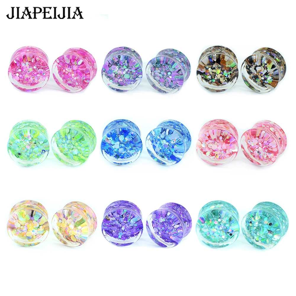 6-50mm Colorful Shining Ear Gauges Tunnels Plugs Ear Expander Stretching Body Piercing Jewelry