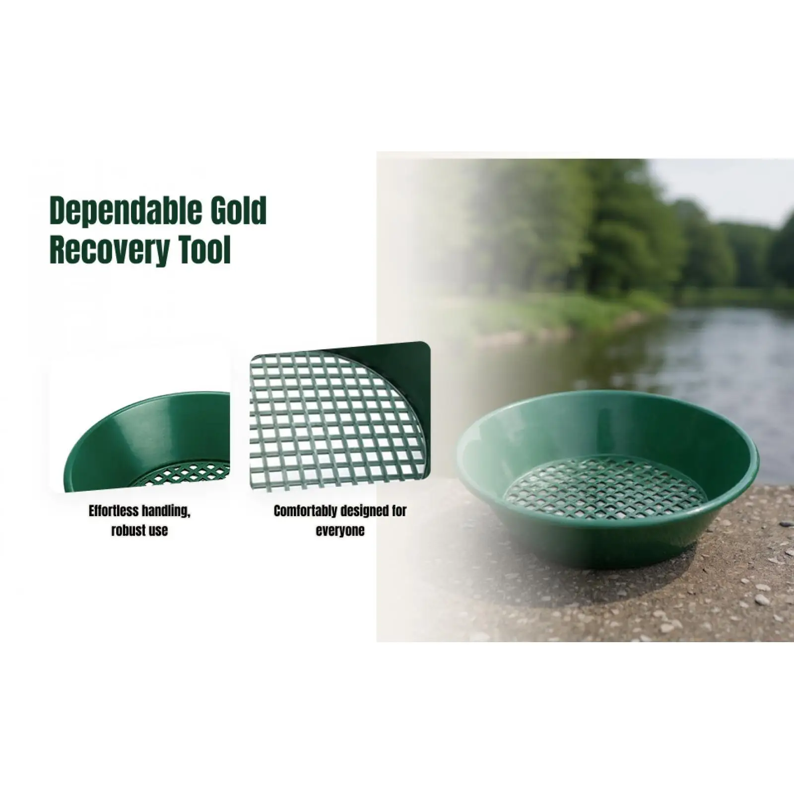 Gold Sifting Pan Green Professional for Beginners Gold Rush Tools Mining Equipment for Streams Rivers Villages Mountainous Areas