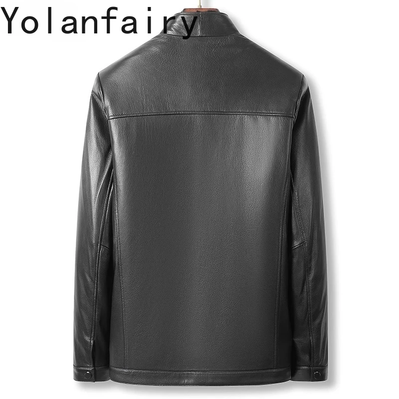 YOLANFAIRY 高品質本物のヤギ革レザージャケット男の冬のファッション取り外し可能なミンクの毛皮ライナー暖かい毛皮のコートスタンドカラー