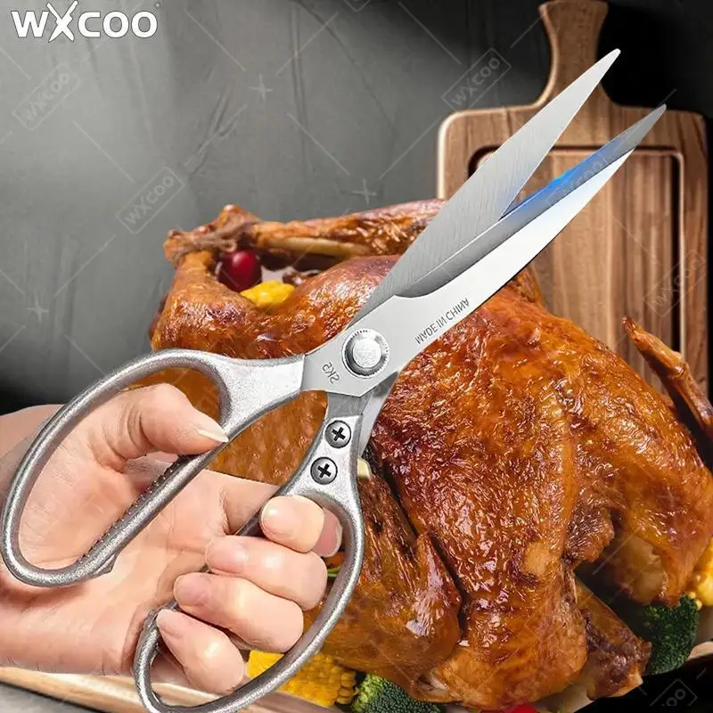 NEW Extended Kitchen Scissors Chicken Bone Scissors Stainless Steel Multi-functional BBQ Meat Cutting Scissor Knife for Kitchen