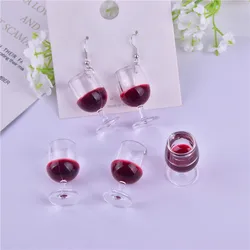 10pcs/pack 38*21mm 3D red Wine Glasses  Arcylic Charms for DIY Earring Jewelry Design Making