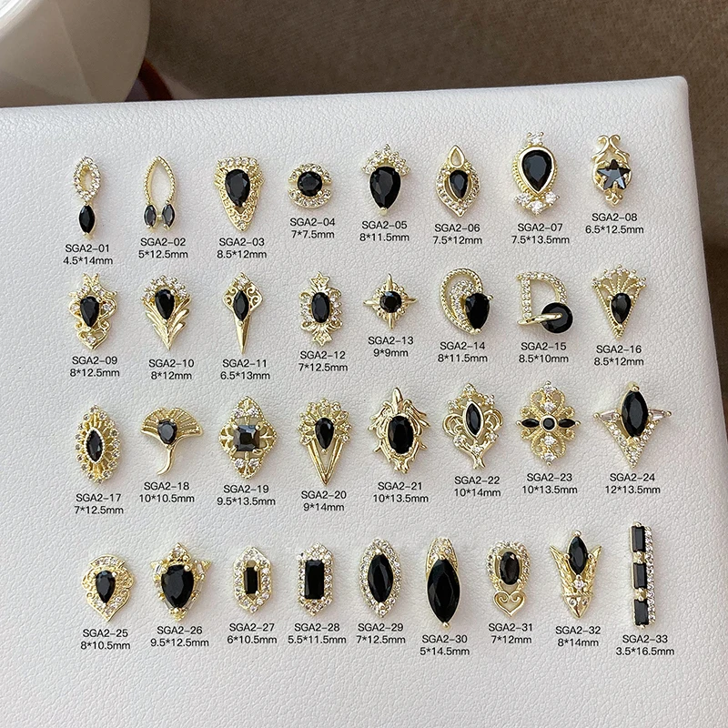 

10pcs Black Gold Zirconia Nail Charms, Waterdrop Starburst Zirconia Nail Art, Sweet Edgy Nail Strass, Versatile Nail Decor