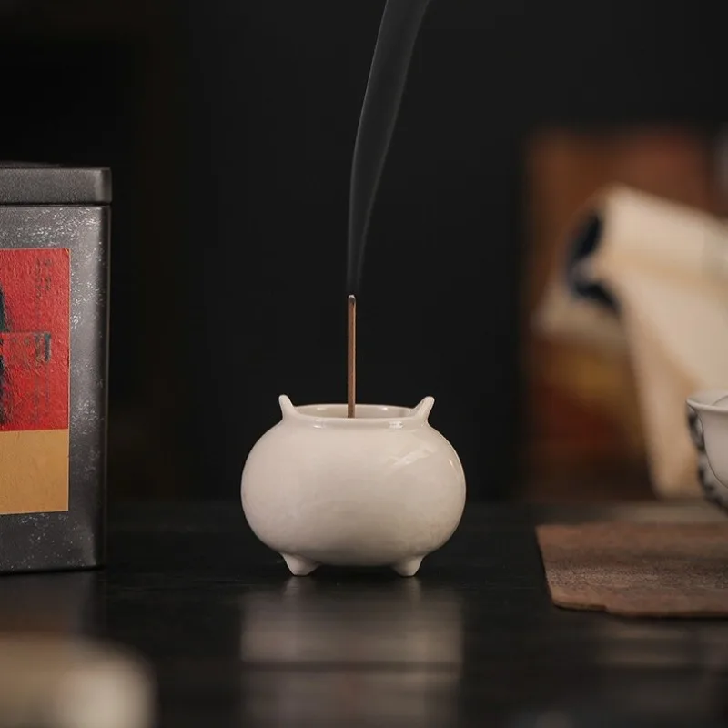 ​​​​​​​Creative Ceramic Incense Burner with Ash Tray Ideal for Indoor Use Holds Stick Incense Sandalwood Elegant Home Accessory view 6