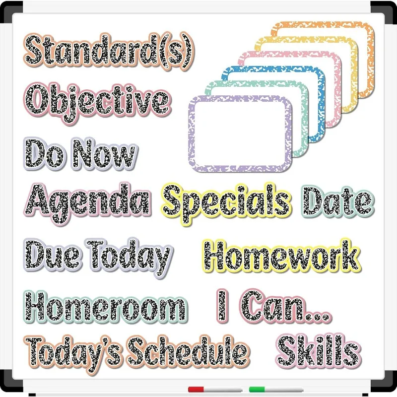 18-Piece Set of Classroom Schedule Magnets—Reusable Pastel-Colored Magnets for Class Schedules—Class Schedule Labels