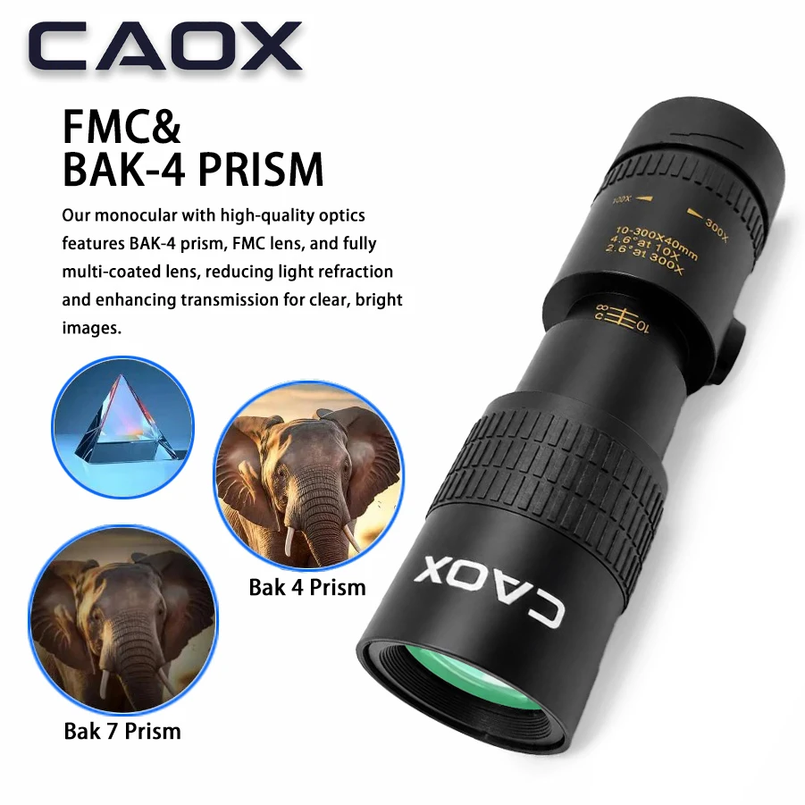 CAOX 10-30x40 Monocular Telescope High-Power Dual Focus Optical Zoom Scope Hi...