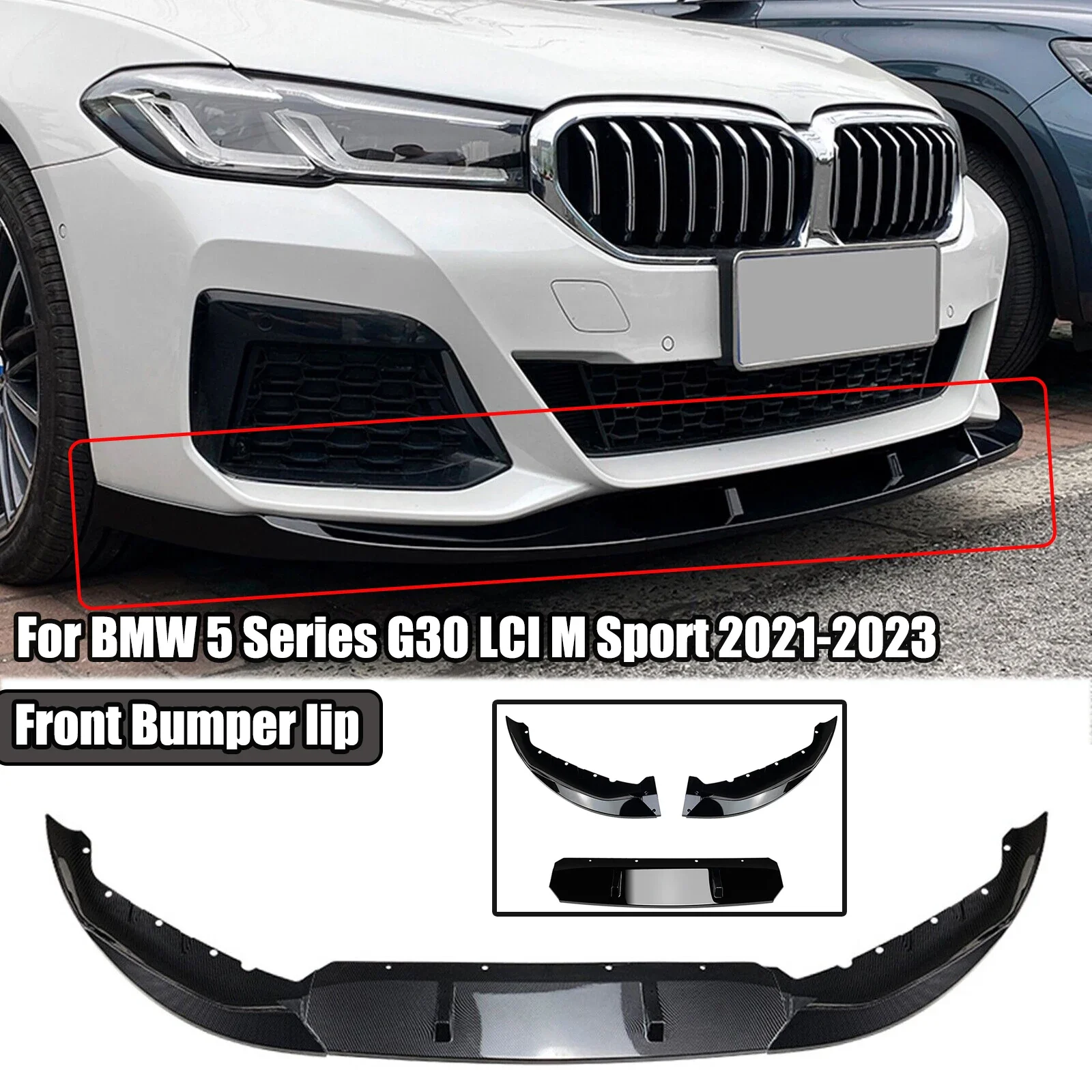 3 шт., диффузор для переднего бампера BMW 5 Series G30 LCI M Sport 525i 530i 540i 2021-2023