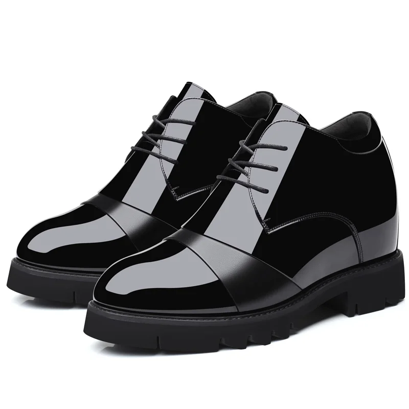 Internal Increase Men Shoes 12cm Elevator Business Formal Leather Shoes Inner Height Increasing Patent Leather Daily Men\'s Shoes