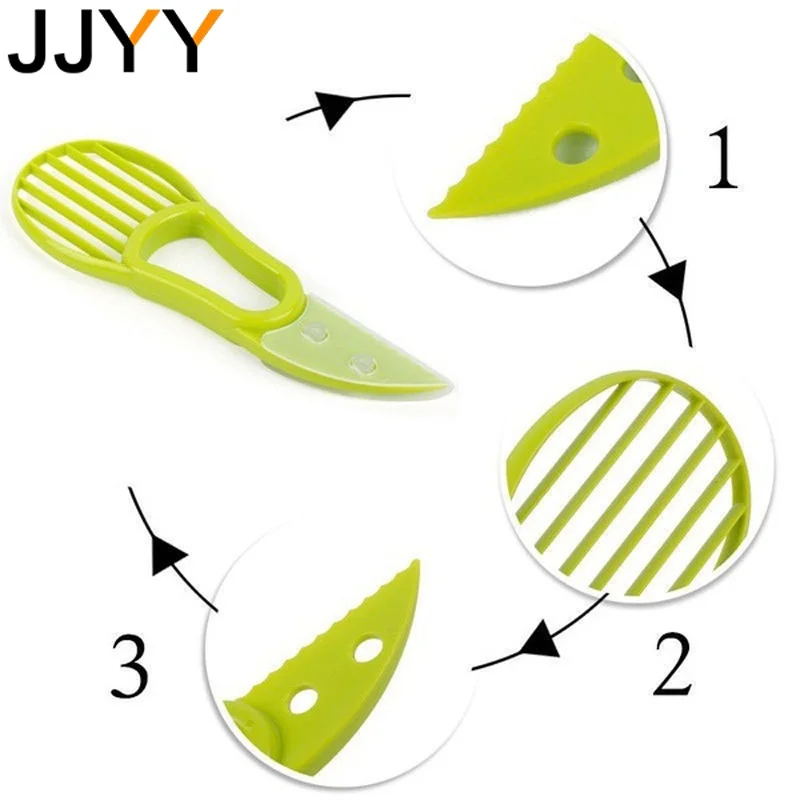 JJYY-3 in 1 Fatiador De Abacate, Shea Corer, Cortador De Manteiga, Descascador De Frutas, Separador De Polpa, Faca De Plástico, Ferramentas De Cozinha Vegetais