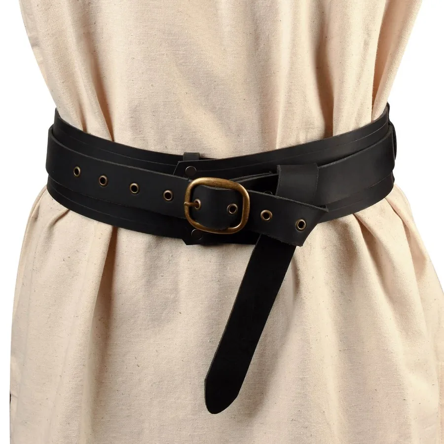

Retro Leather Belt Medieval Steampunk Knight Waistband Pirate Gothic Tunic Robe Buckle Belt Halloween Cosplay Costume Accessory