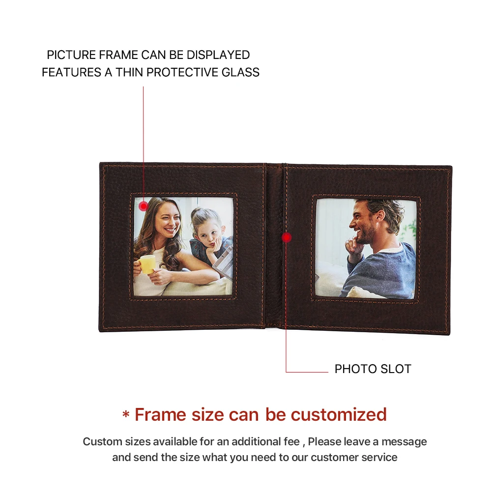 الرجعية إطار صور مزدوج افتتاح للطي حامل صور الكولاج جلد طبيعي حامل صور لعرض سطح المكتب ديكور المنزل