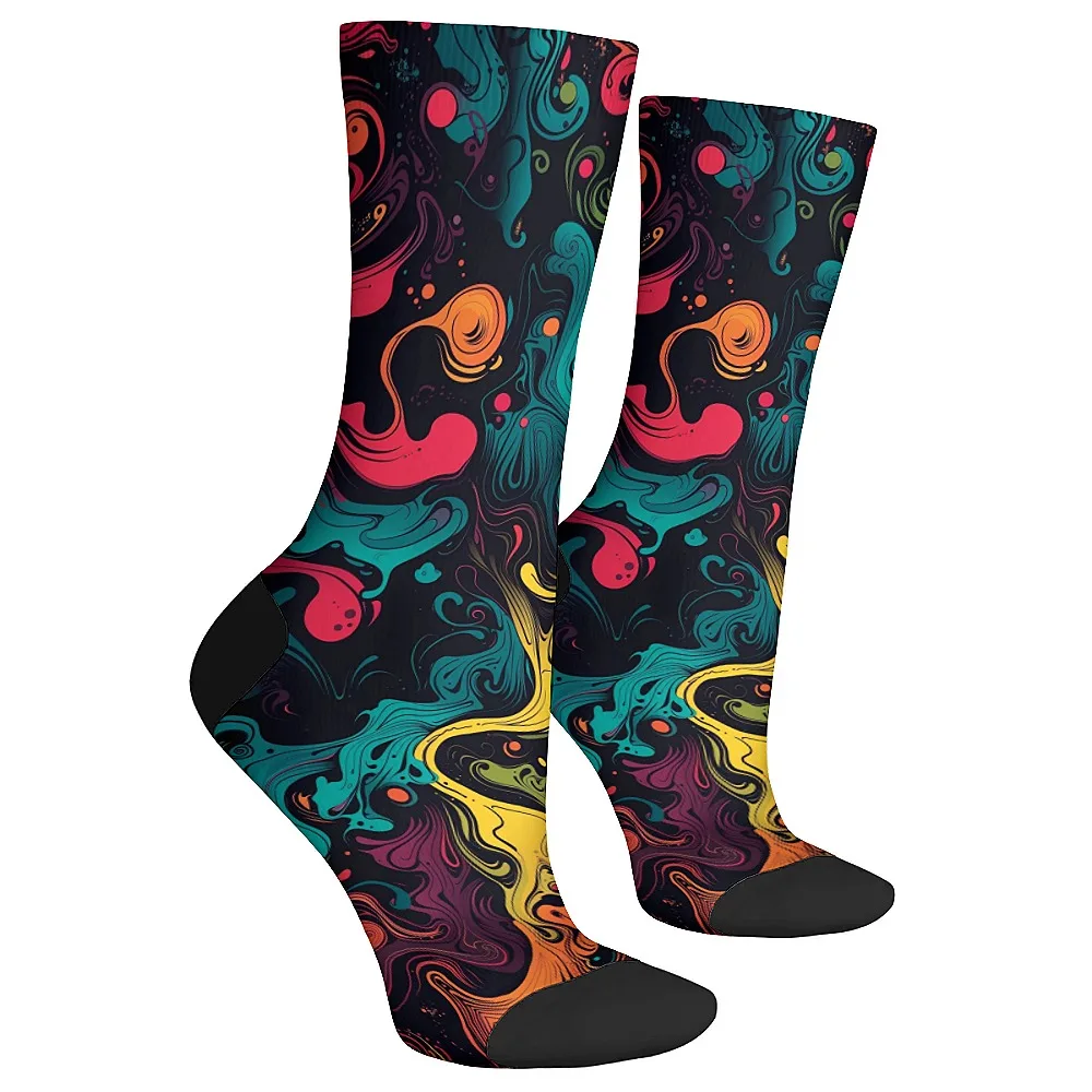 ถุงเท้าผู้ชายศิลปะย้อนยุคของเหลวนามธรรม, ถุงเท้าลูกเรือแปลกใหม่, สะดวกสบายและระบายอากาศ, กีฬาเทรนด์ลําลองฮิปฮอป, ของขวัญผู้ชาย