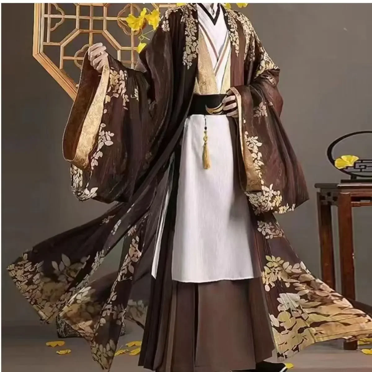 Genshin Impact Zhongli Cosplay, Chinês, Shining in Shadow, Roupa de Homem, Único, Menino, Estudante, Adulto, Hanfu