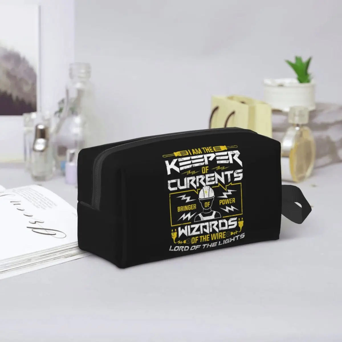Electrician Electrical Engineering Power Makeup Bag Cosmetic Organizer Storage Dopp Kit Toiletry Cosmetic Bag for Women Beauty