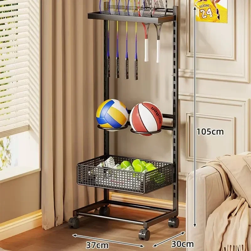 Basketball Shelf Movable Yoga Mat Storage Basket Badminton Racket Display Rack Ball Finishing Rack Narrow Side Locker