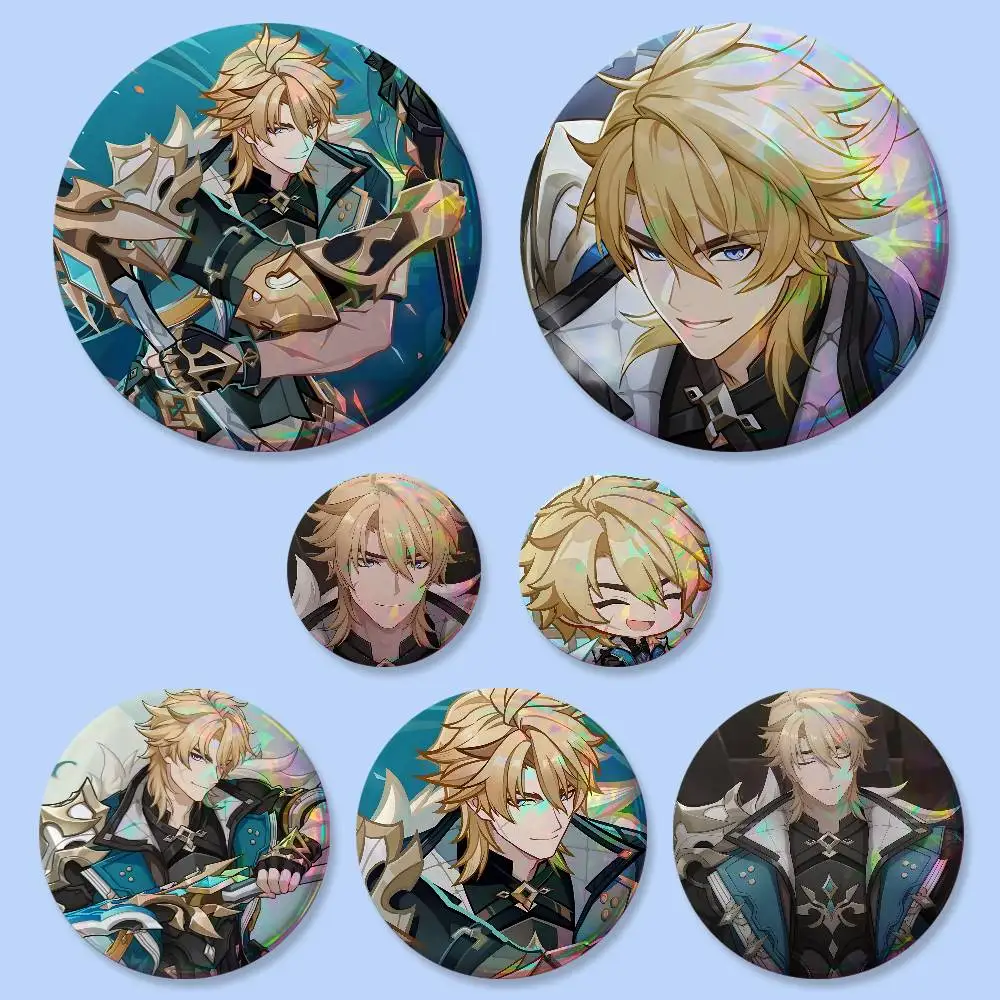 Varka Genshin Abzeichen 25 32 44 58 75 mm Runde Cosplay-Pins Taschendekoration Fansammler Geschenke Brosche Souvenir