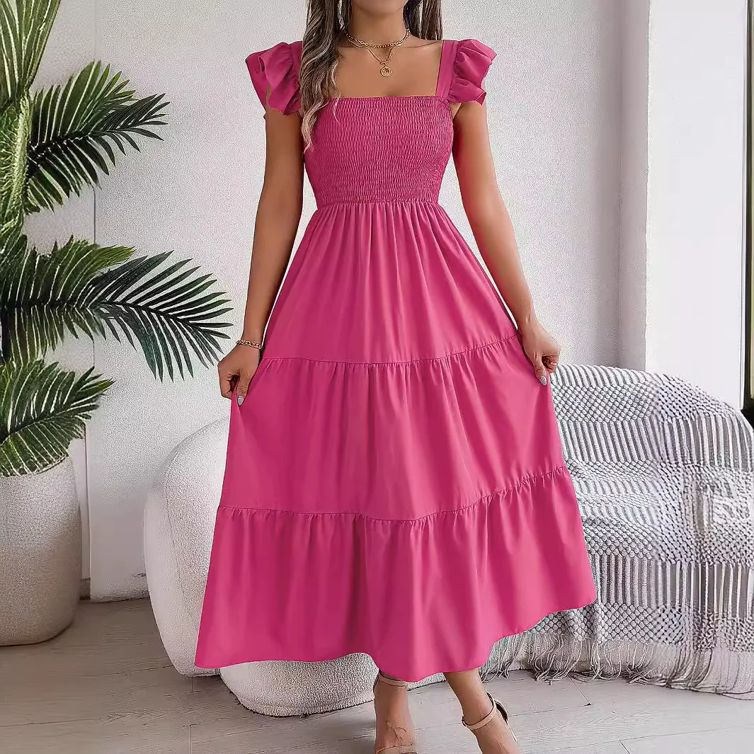 Women\'s Maxi Dress Fashionable Elegant Summer Rose Red Lace Up Long Dresses Sexy Party Evening Dress Ro Abendkleider Vestidos