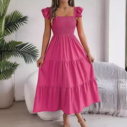 Women's Maxi Dress Fashionable Elegant Summer Rose Red Lace Up Long Dresses Sexy Party Evening Dress Ro Abendkleider Vestidos