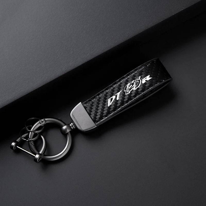 For YAMAHA DT125R DT125RR DT125 R DT 125 New Fashion Motocycle carbon fiber leather rope keychain Holder Keyring Accessories