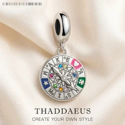Wheel of Fortune 925 Sterling Silver Dangle Charm Lucky Pendant Women Men Summer Fine Jewelry