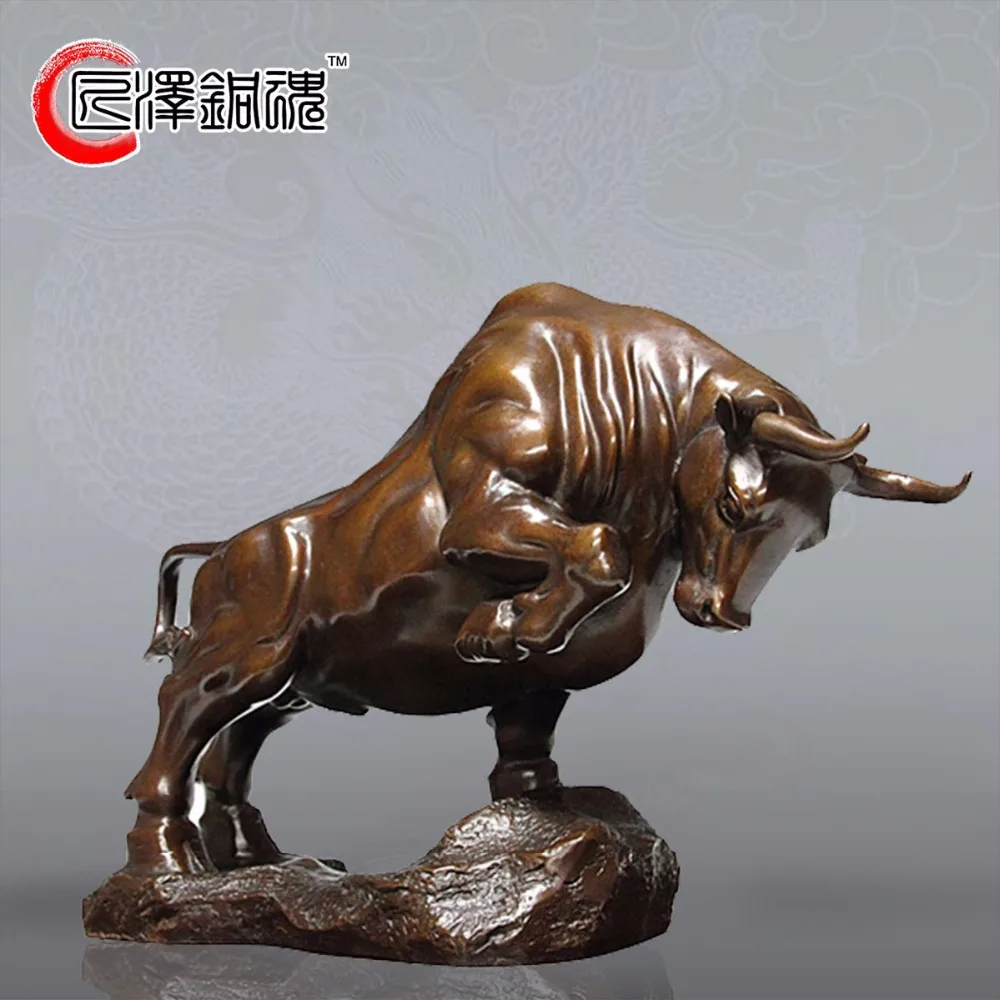 

BEST Business gift - Home office efficacious Talisman Money Drawing wall street cattle bull COW Bronze statue