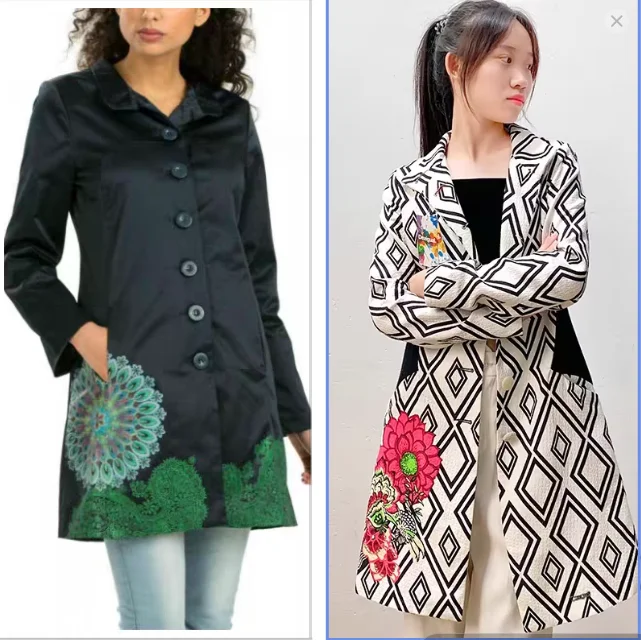 Foreign trade original single Spanish new autumn print fashion in long trench coat