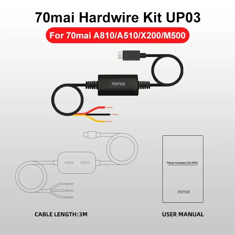 New 70mai Hardwire Kit UP03 24H Parking Surveillance Cable ONLY